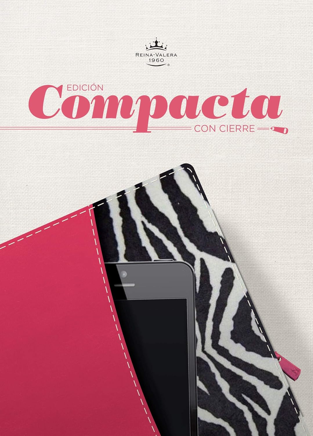 Biblia RVR60 compacta con cierre fucsia/zebra