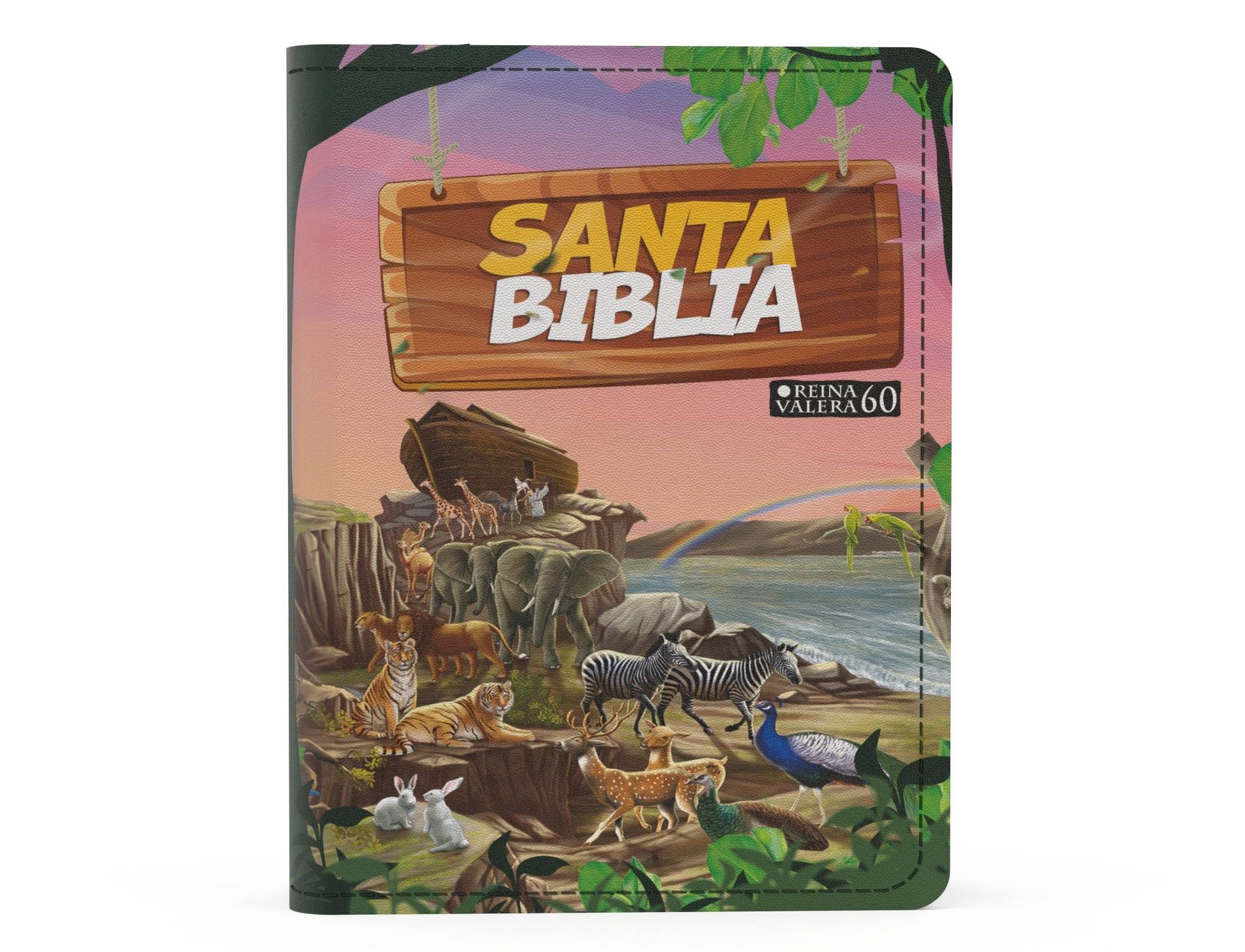 Biblia RVR060 tamaño compacta animales verde