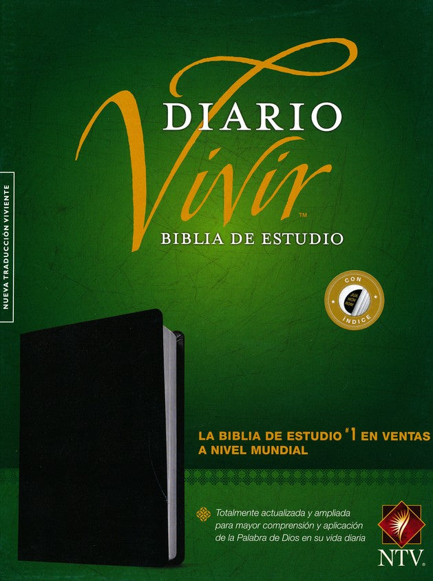 Biblia NTV Diario Vivir simil piel negra indice - Librería Libros Cristianos - Biblia