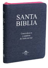 Biblia Letra Gigante Mezclilla con cierre rosa RVR60 - Librería Libros Cristianos - Biblia