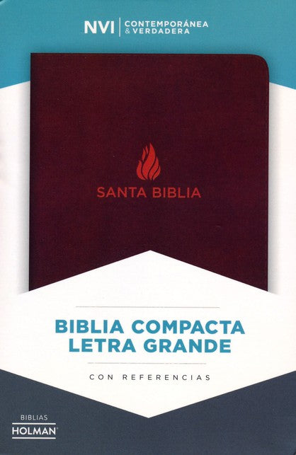Biblia NVI compacta letra grande marron piel fabricada - Librería Libros Cristianos - Biblia