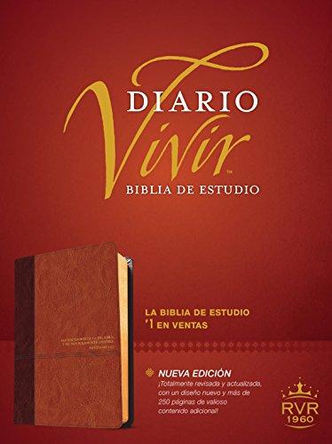 Biblia de estudio Diario Vivir Sentipiel café claro con indice RVR60 - Librería Libros Cristianos - Biblia