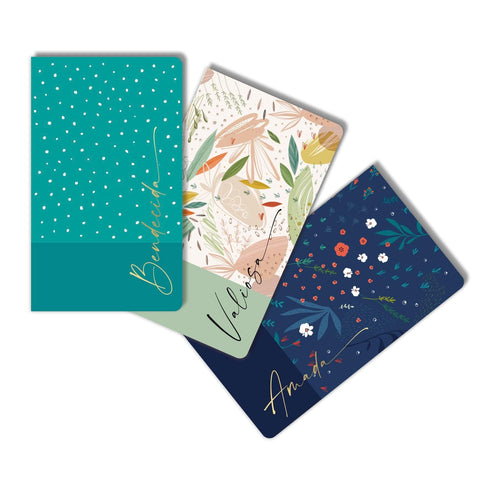 Libretas Set de 3 amada bedecida y valiosa flores