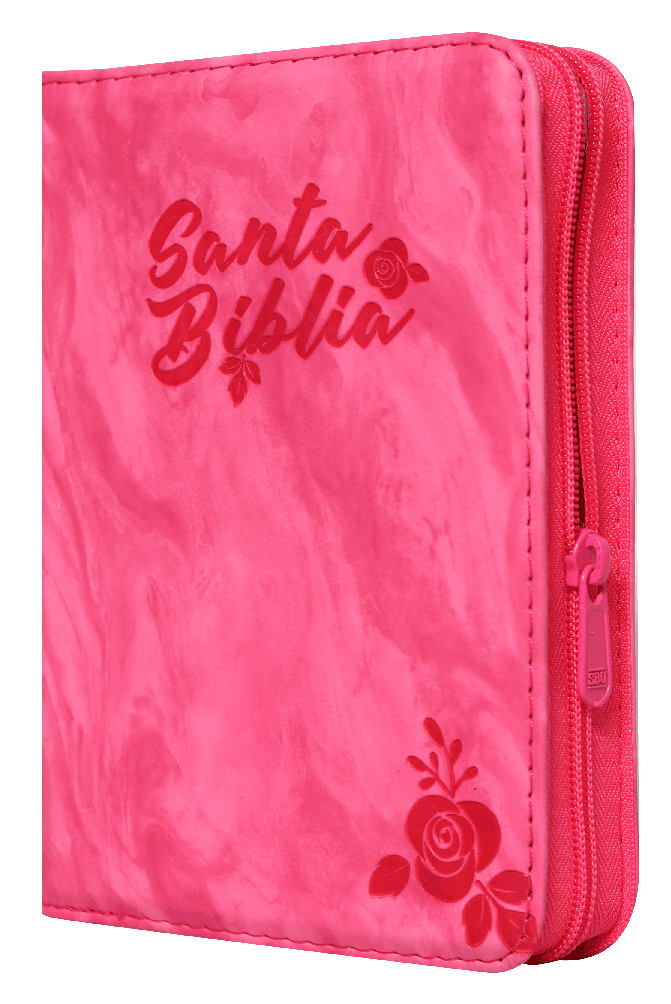 Biblia RVR60 Fiusha con rosa - Librería Libros Cristianos - Biblia