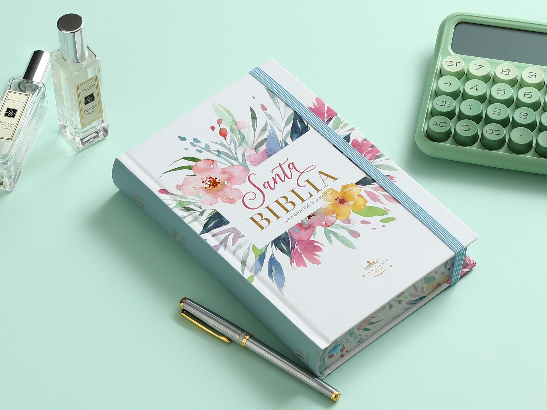 Biblia manual letra grande RVR60 – Azul floral