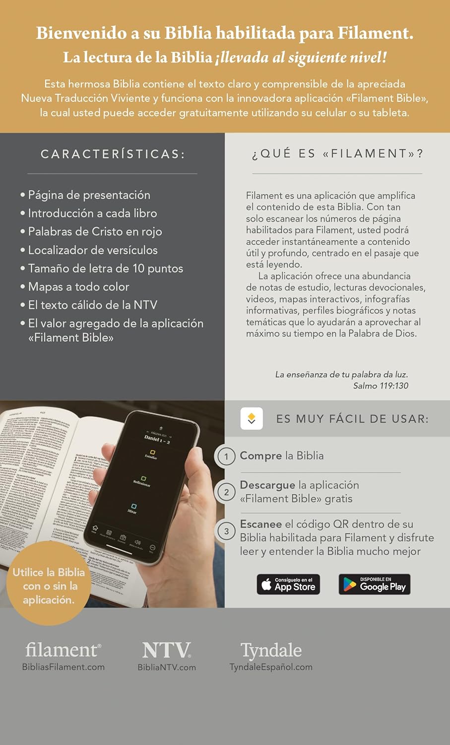 Biblia NTV Compacta Letra Gigante/Índice con Filament