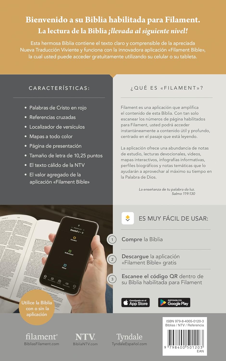 Biblia NTV Ultrafina con filament palmera café