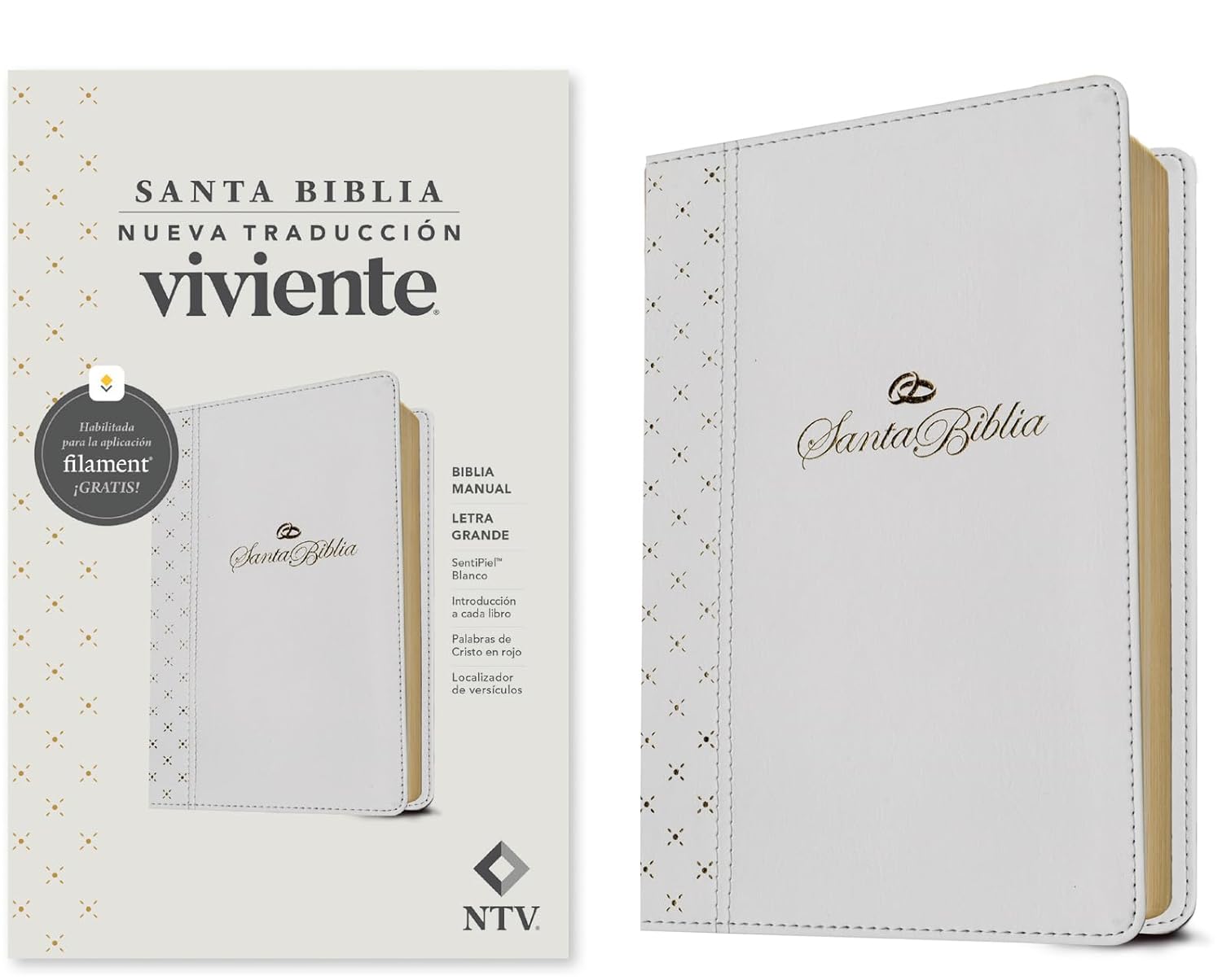 Biblia NTV manual con filament  blanco