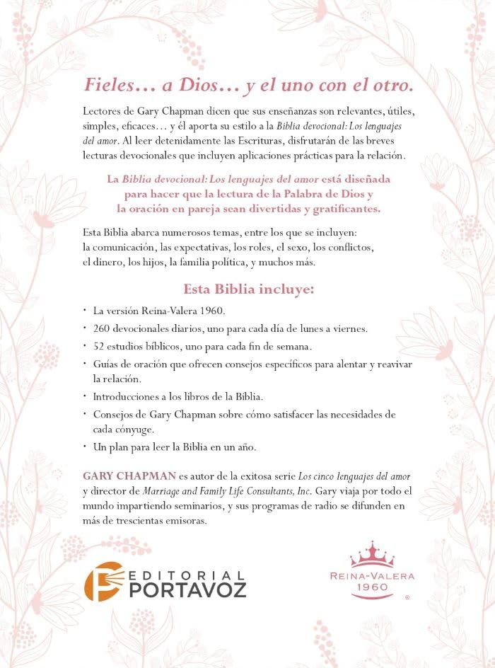 Biblia RVR1960 Devocional lenguajes del amor oro rosa