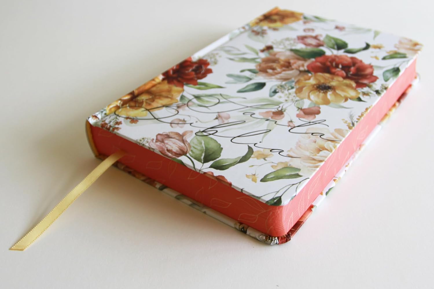 Biblia RVR1960 letra grande flores rosadas