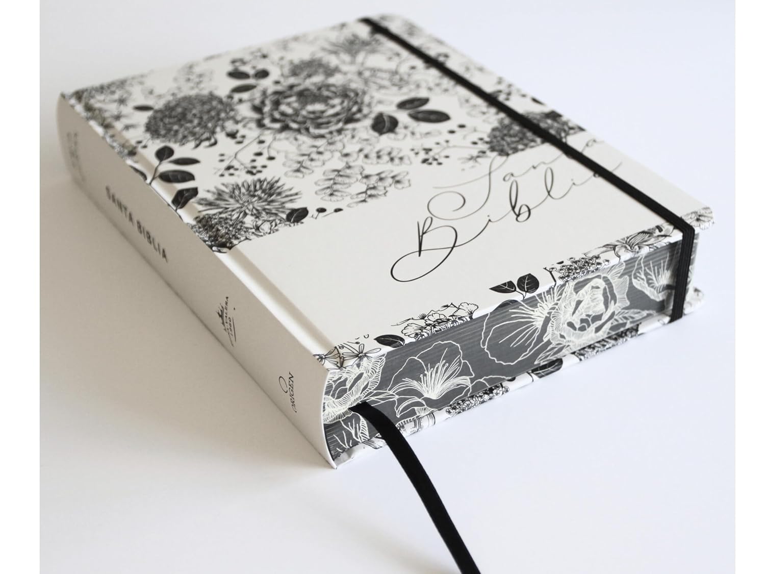 Biblia RVR1960 Apuntes blanco negro c/flores