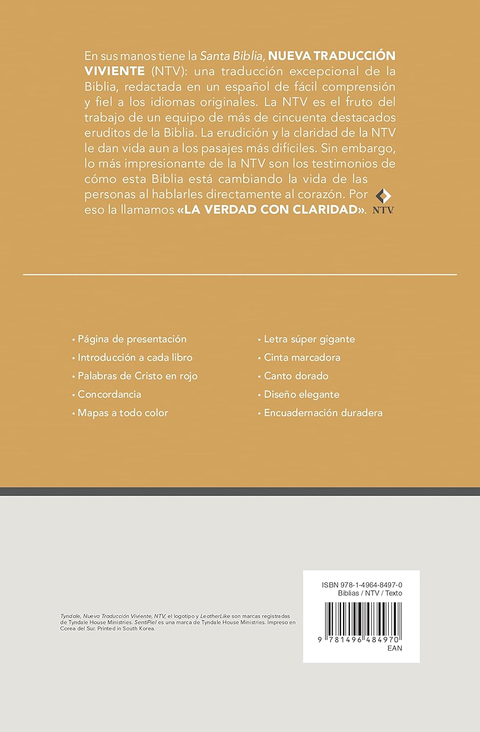 Biblia NTV Letra super gigante beige