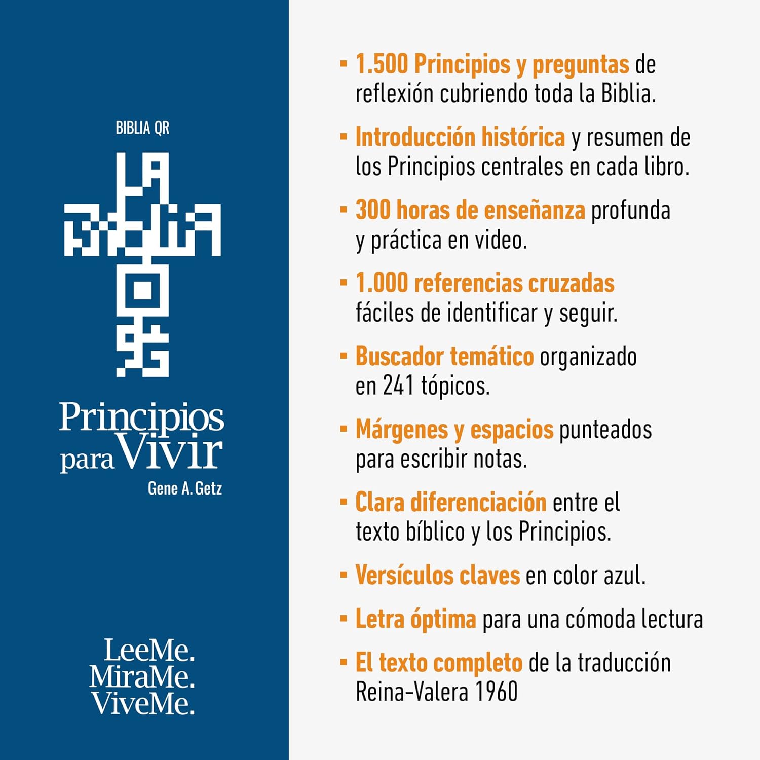 Biblia RV60 QR Principios para vivir naranja