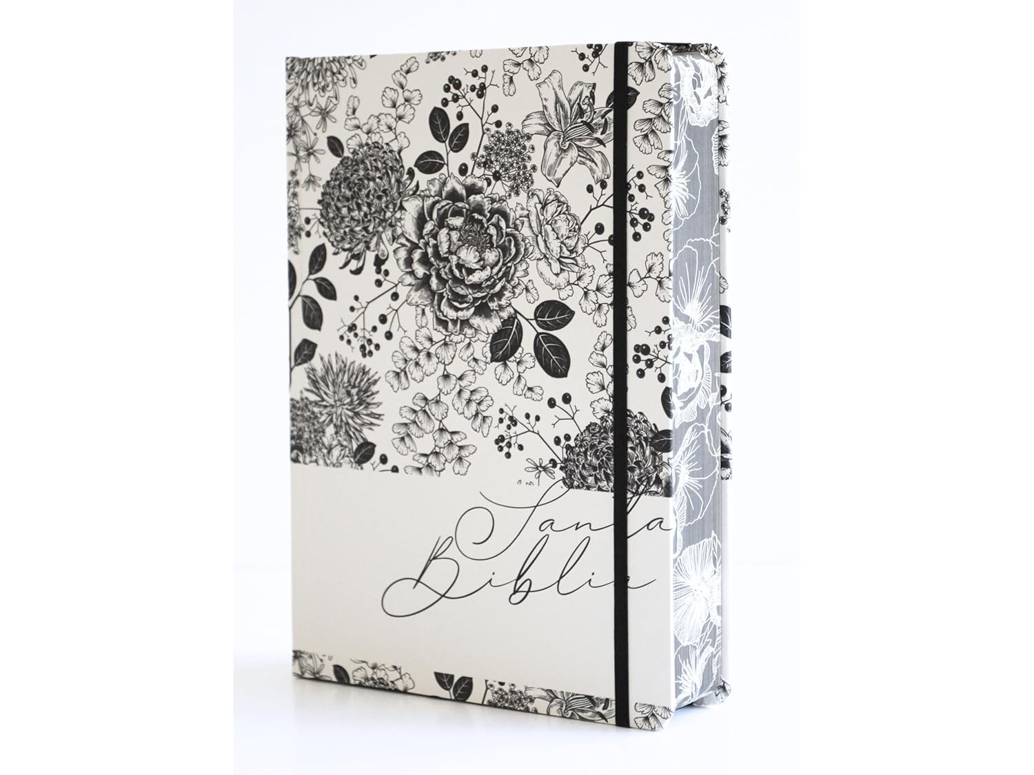 Biblia RVR1960 Apuntes blanco negro c/flores
