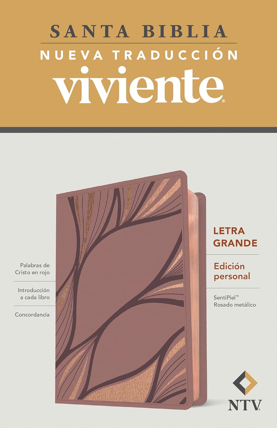 Biblia NTV Rosado metálico sentipiel