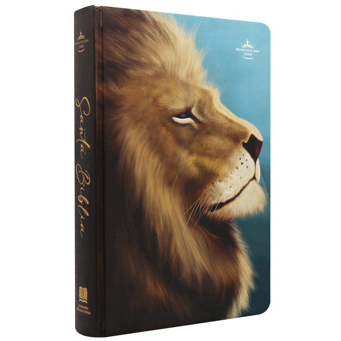 Biblia RVR60 mediana letra gigante leon azul