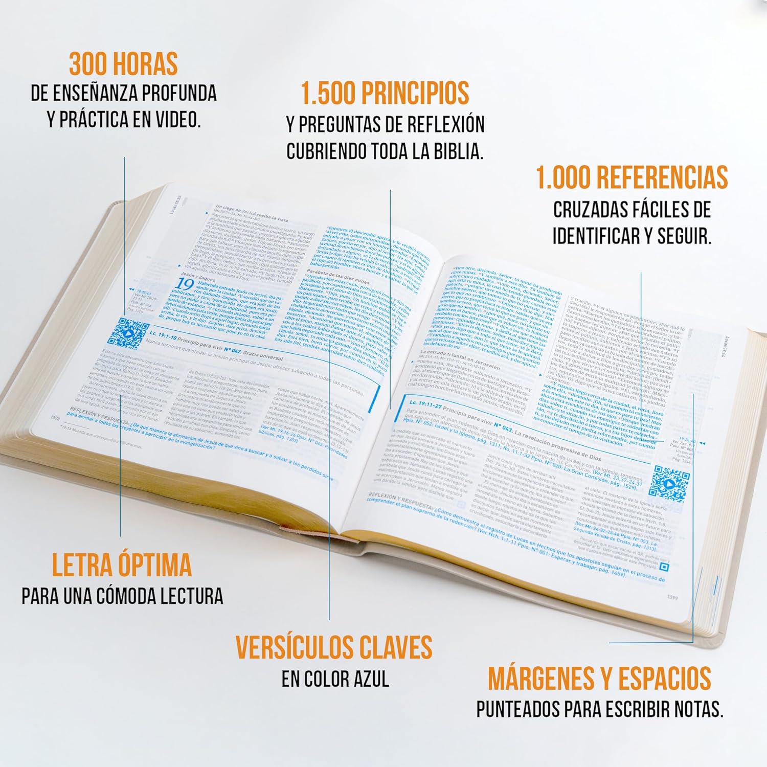 Biblia RV60 QR Principios para vivir naranja