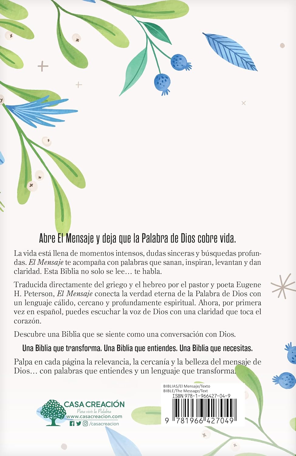 Biblia El mensaje verde floral