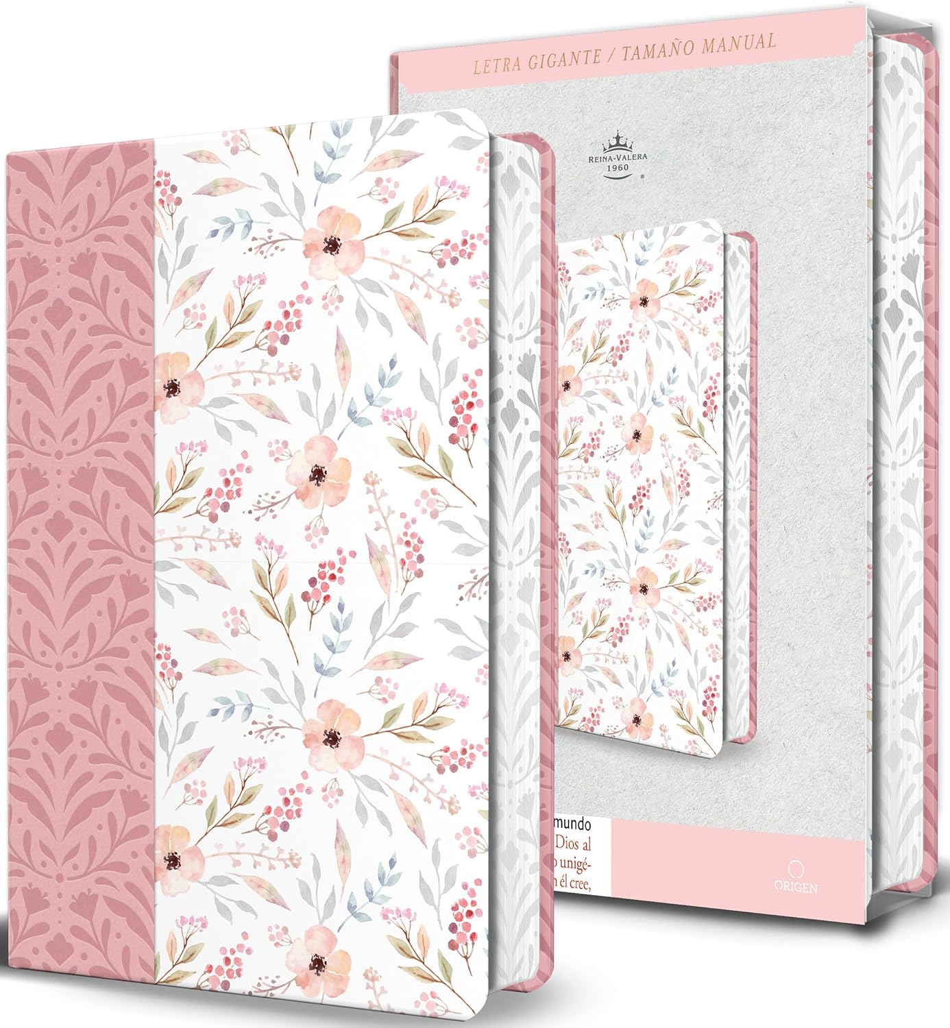 Biblia RVR1960 letra gigante rosada flores