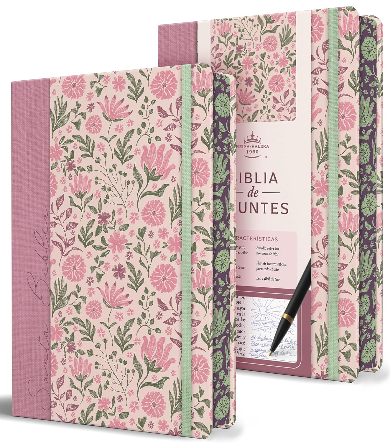 Biblia RVR1960 Apuntes rosa flores  TD