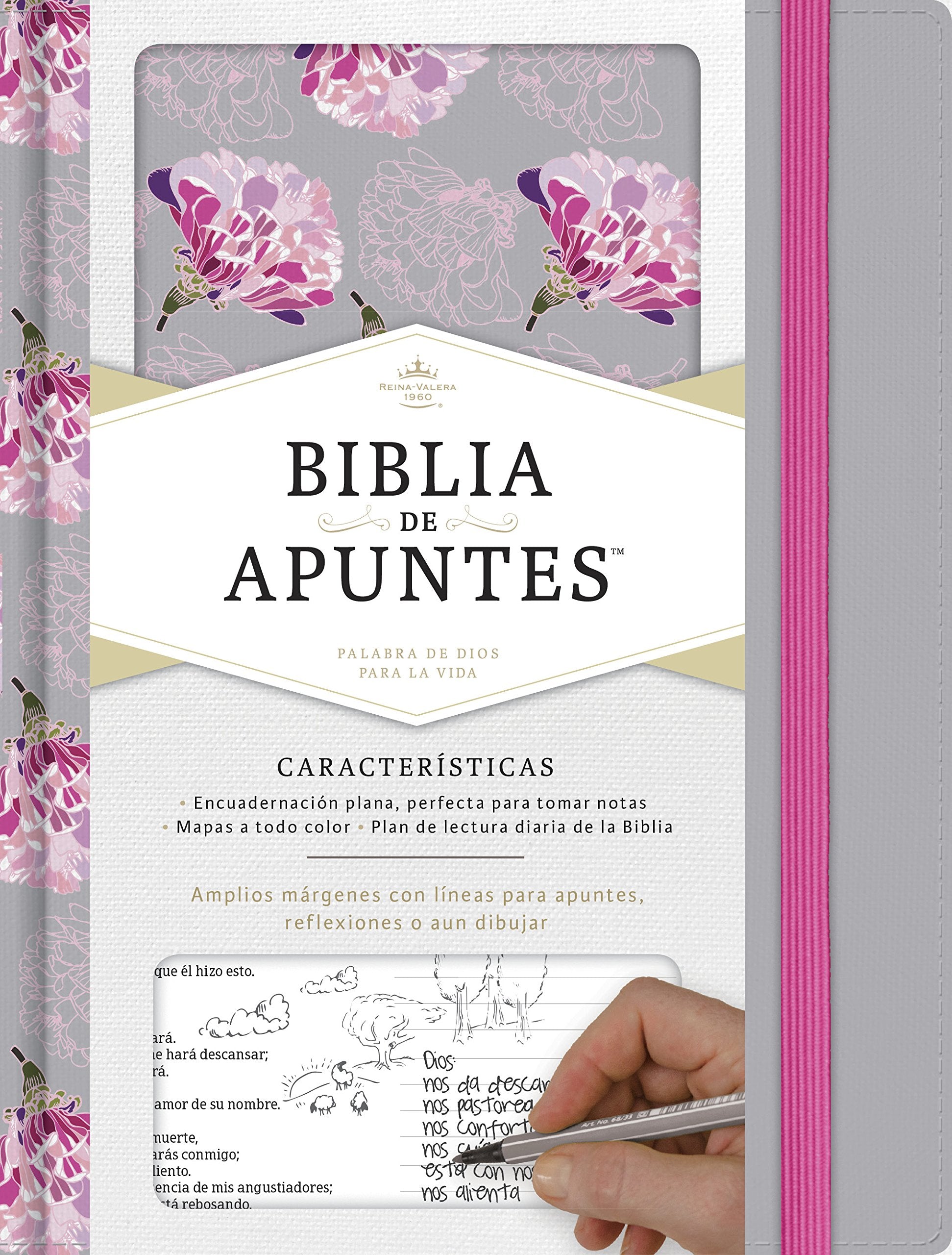 Biblia RVR60 Apuntes gris/floreado