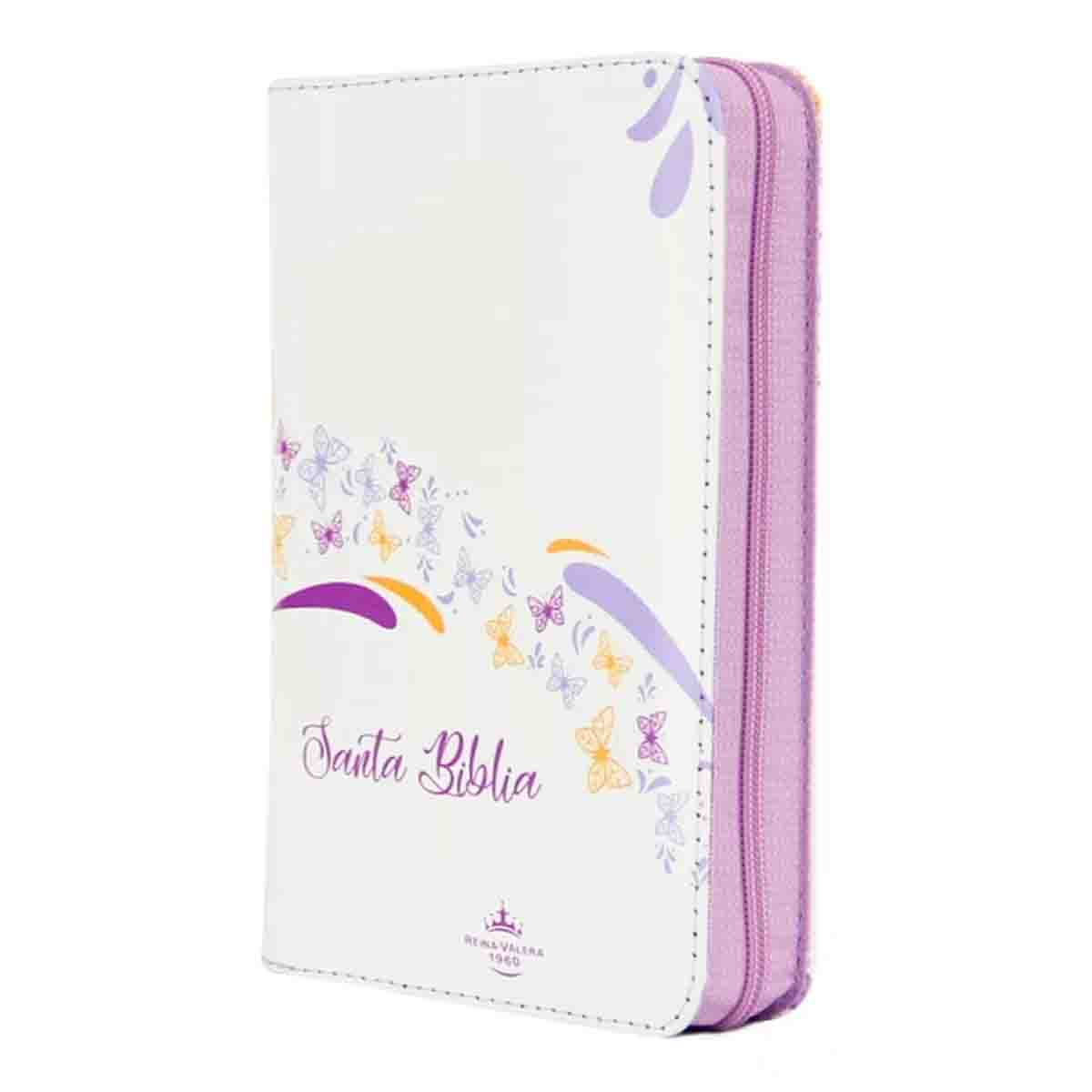 Biblia RVR60 Chica Blanco Mariposas Cierre