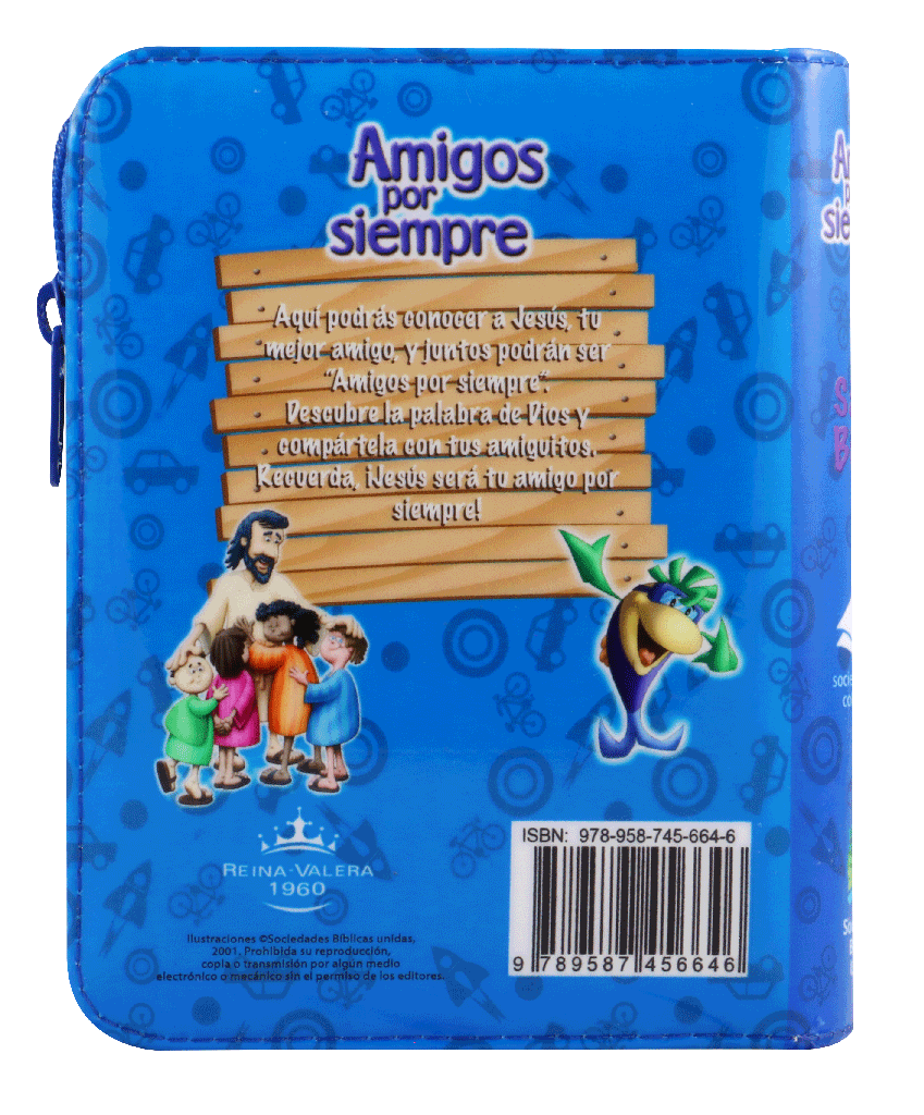 Biblia RVR60 amigos por siempre azul acolchonada