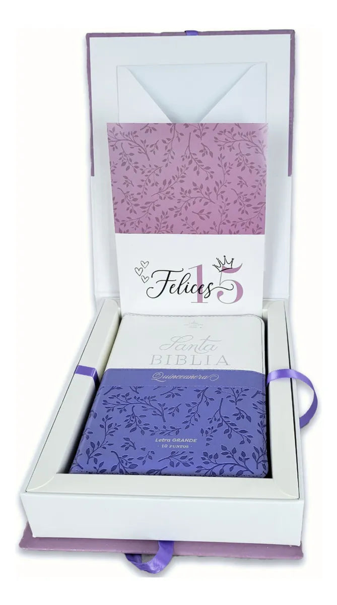 Biblia Quinceañera Rvr1960 Lila En Caja Cierre Índice