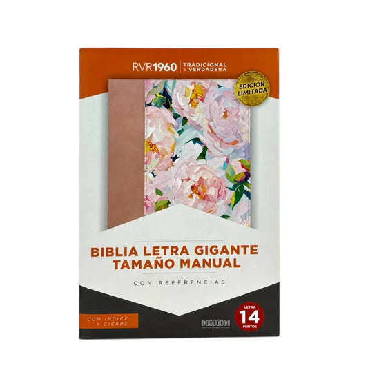Biblia RVR1960 letra gigante rosa flores