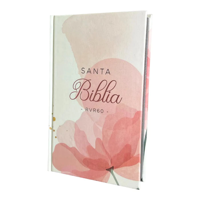 Biblia RVR60 Flor rosa tapa dura