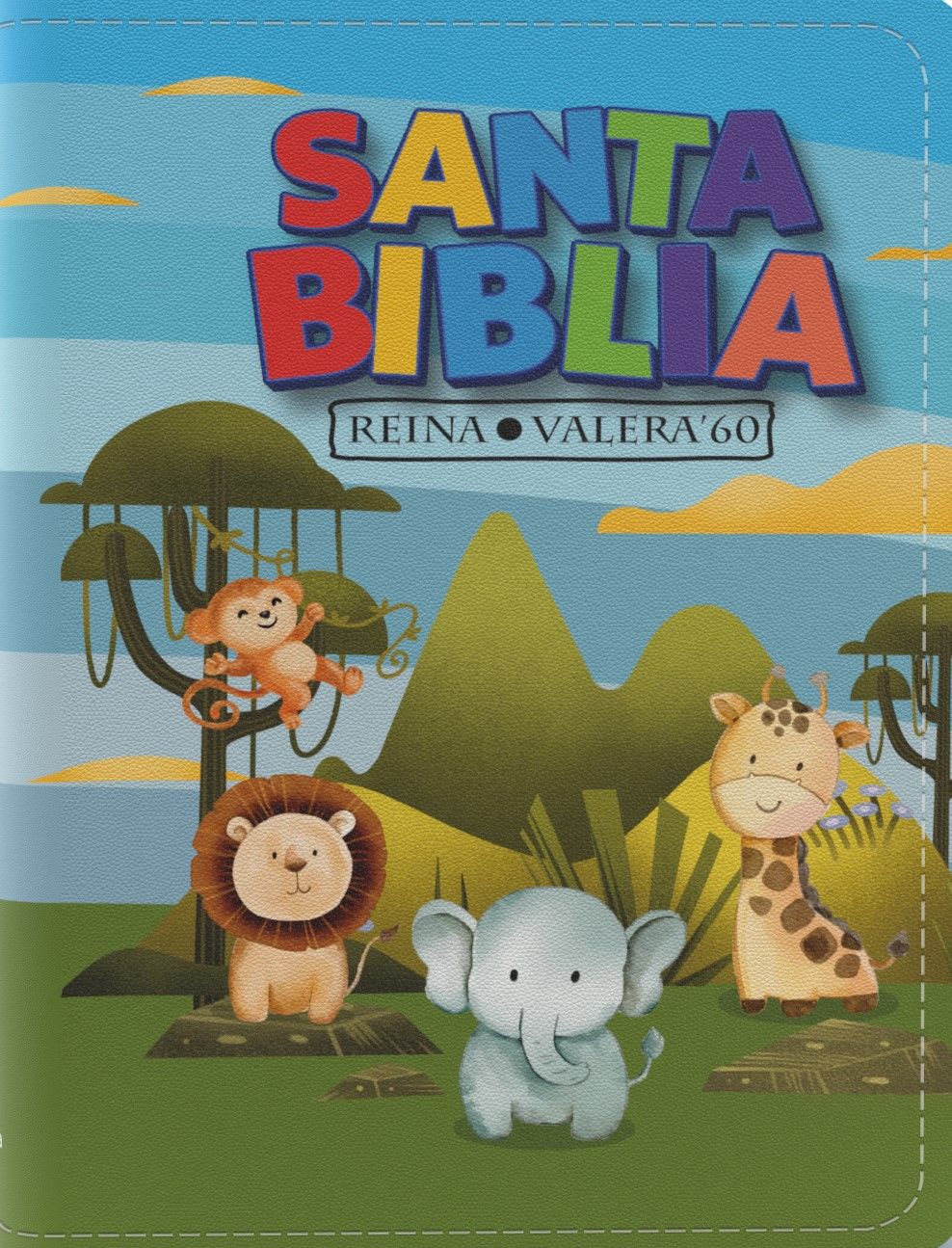 Biblia RVR1960 tamaño bolsillo animales azul
