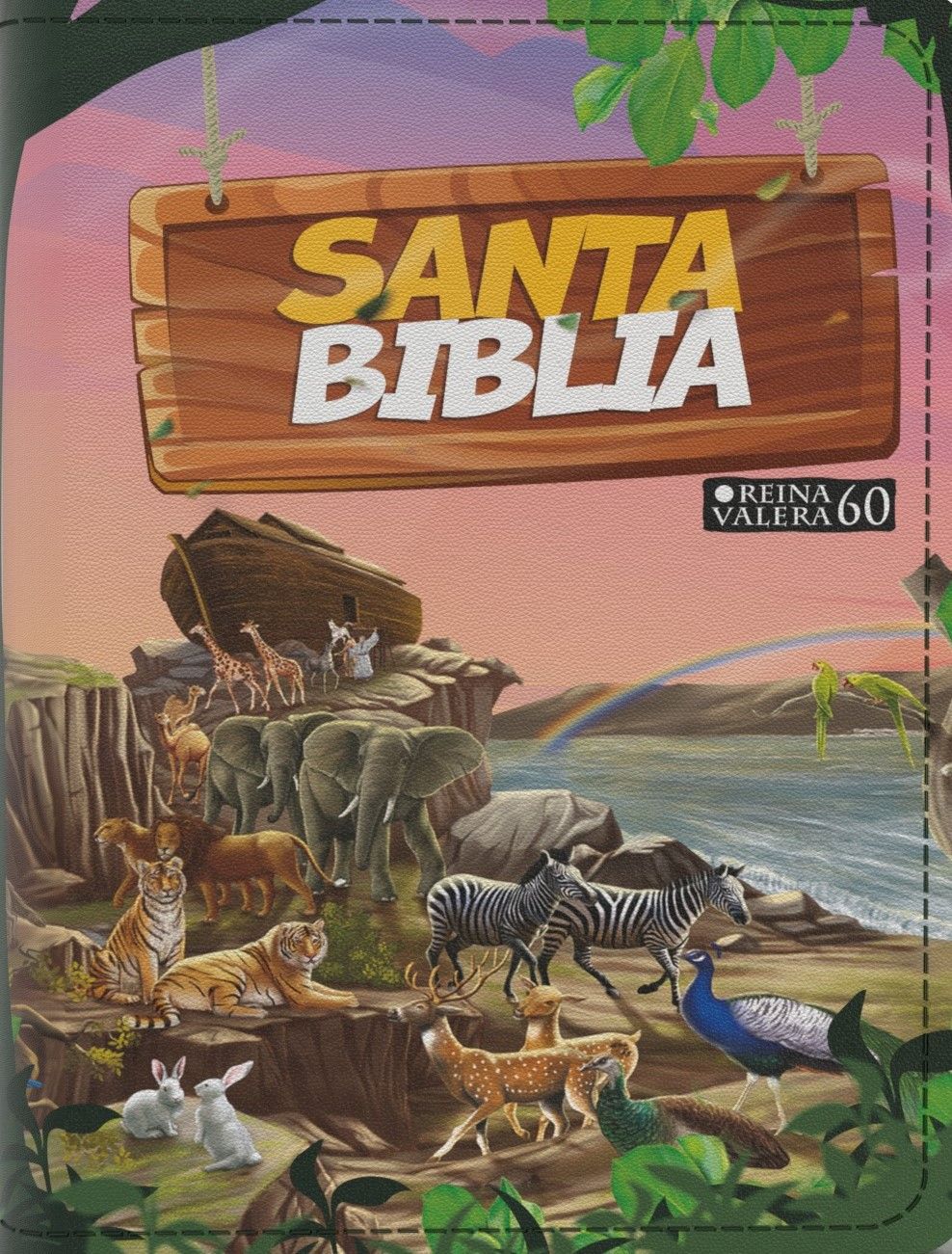 Biblia RVR060 tamaño compacta animales verde