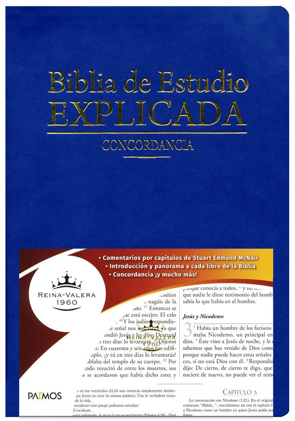Biblia RVR1960 Estudio explicada azul - Librería Libros Cristianos - Biblia