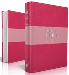 Biblia RVR60 letra grande rosa tamaño manual - Librería Libros Cristianos - Biblia