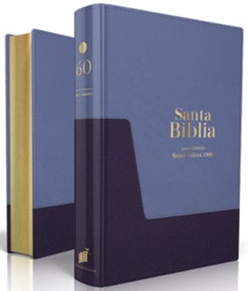 Biblia RVR60 letra grande Lila Violeta canto Dorado Piel tamaño manual - Librería Libros Cristianos - Biblia