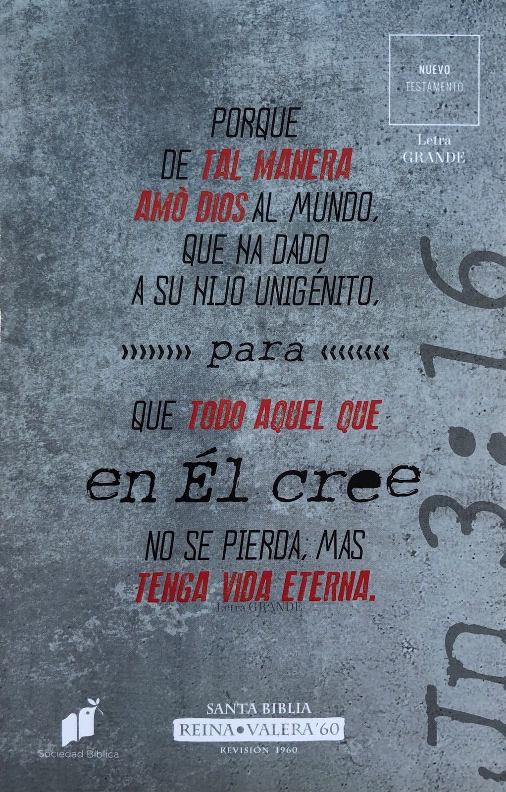 Nuevo Testamento RVR60  Juan 3:16 - Librería Libros Cristianos - Biblia