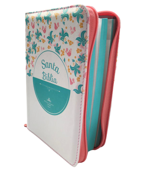 Biblia RVR60 chica blanco flores cierre - Librería Libros Cristianos - Biblia