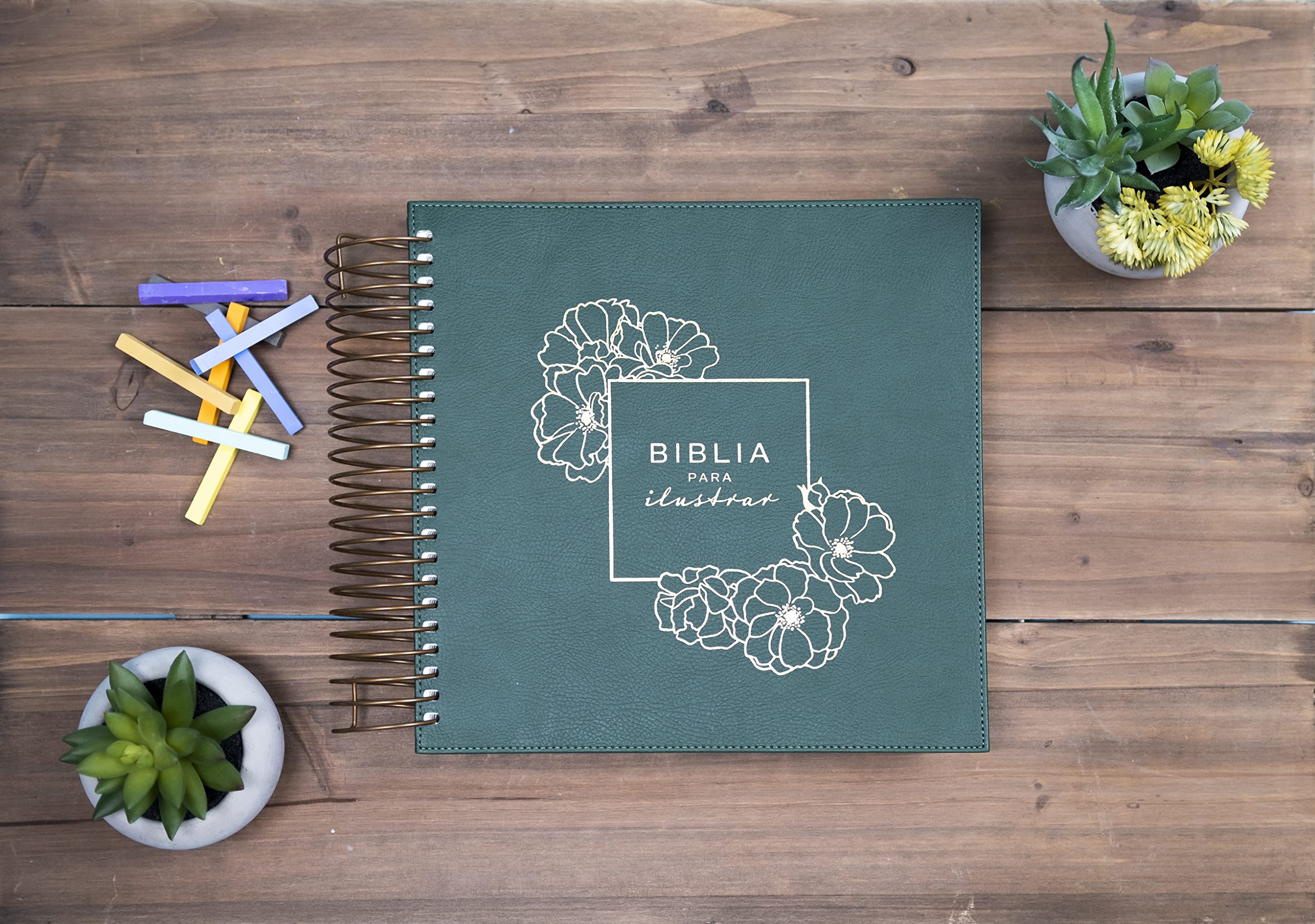 Biblia RVR60 para ilustrar verde símil piel - Librería Libros Cristianos - Biblia
