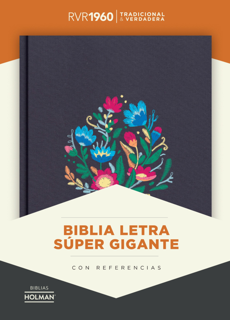 Biblia Letra Gigante bordado sobre tela con índice RVR60 - Librería Libros Cristianos - Biblia