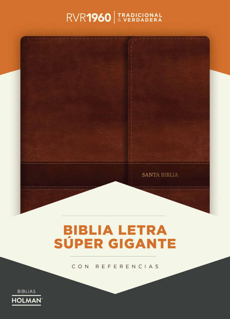 RVR 1960 Biblia Letra Gigante marrón, símil piel con índice y solapa con imán - Librería Libros Cristianos - Biblia