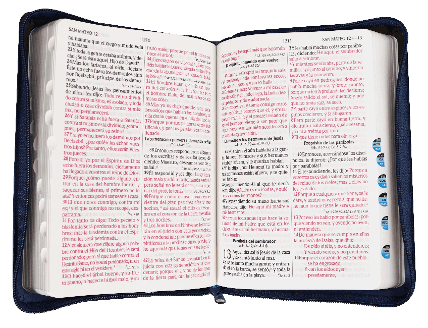 Biblia RVR60 Gris/Azul Marino con Cierre Indice - Librería Libros Cristianos - Biblia