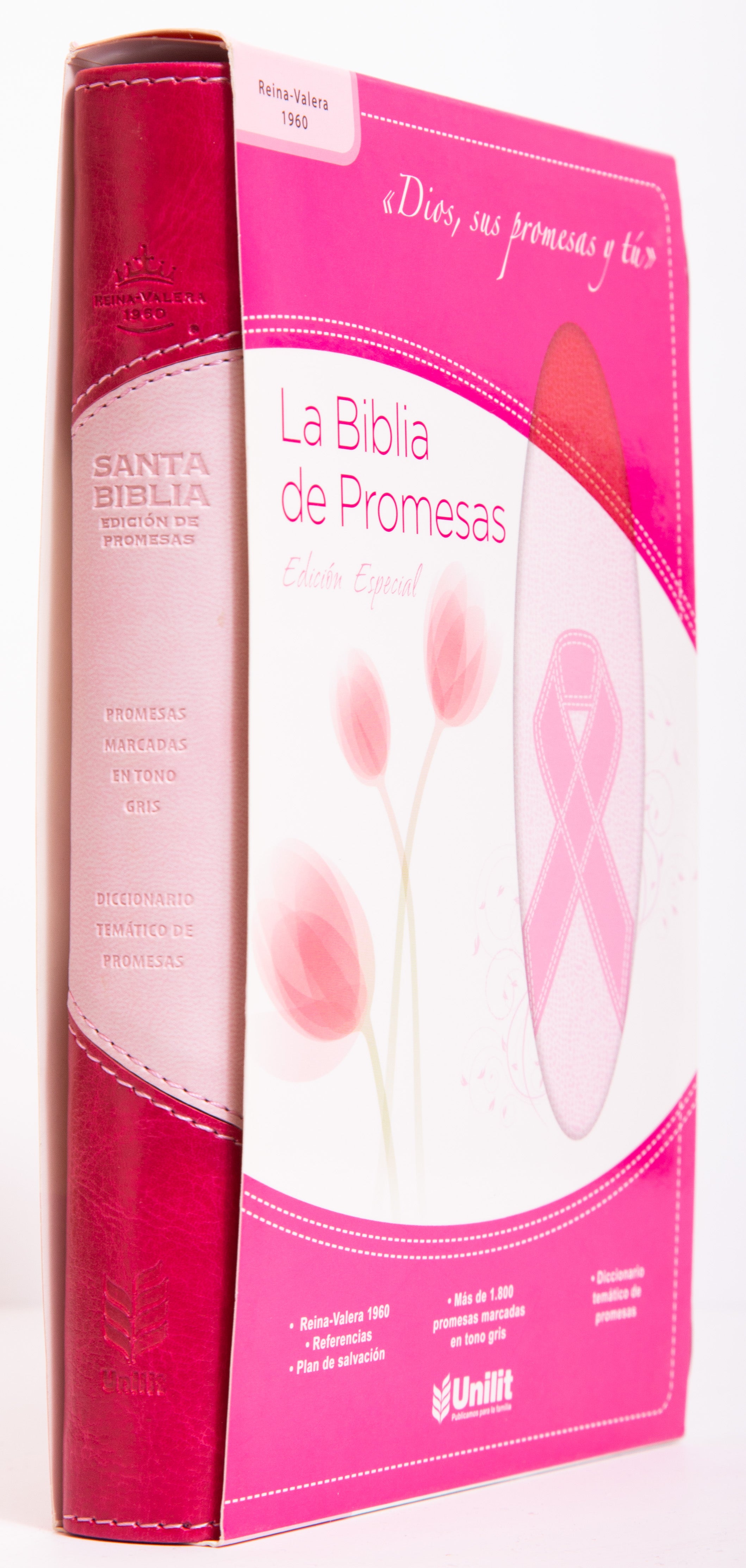 Biblia de Promesas Piel Rosa Cancer RVR60 - Librería Libros Cristianos - Biblia