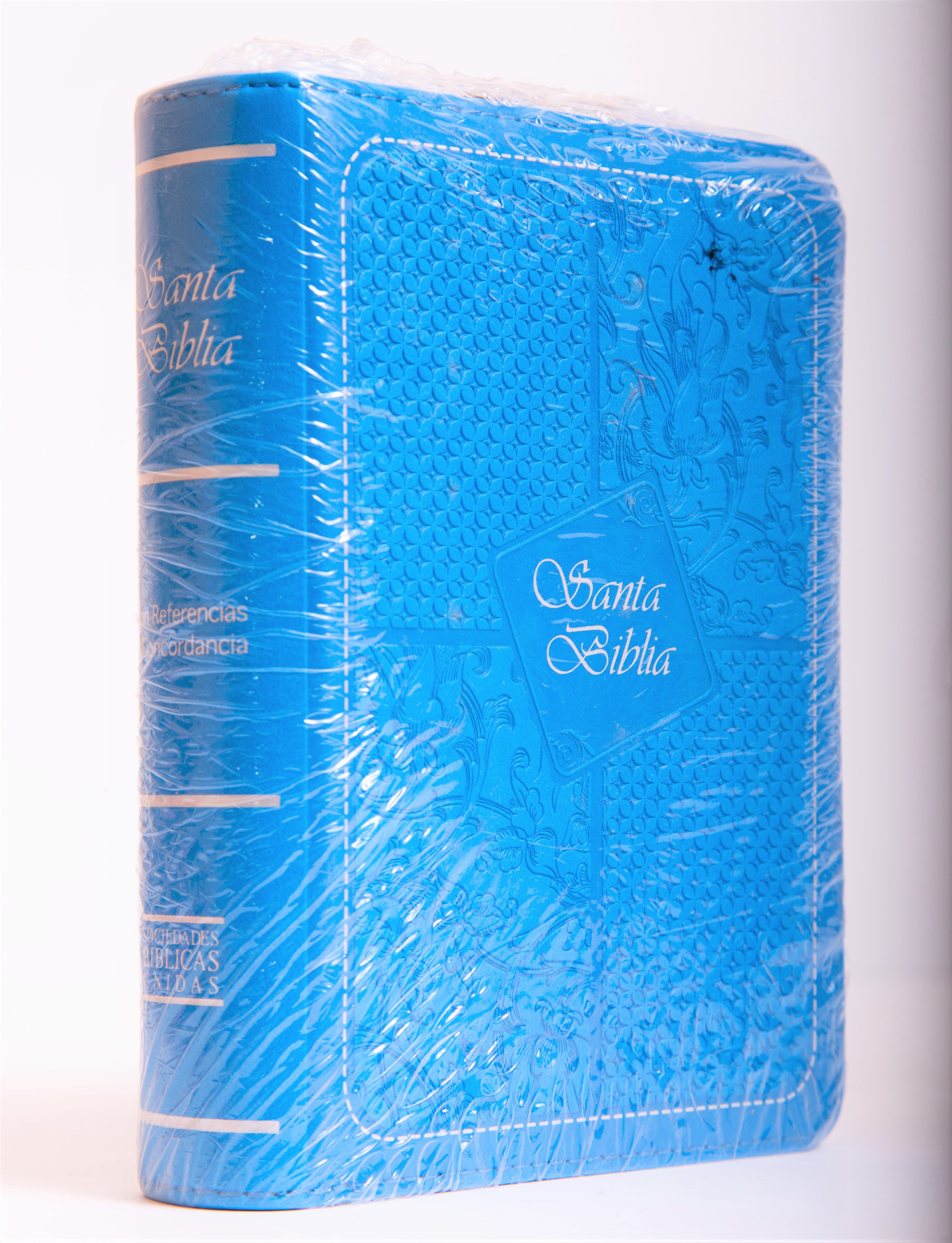 Biblia Bolsillo Imitación Letra Grande Azul - Librería Libros Cristianos - Biblia
