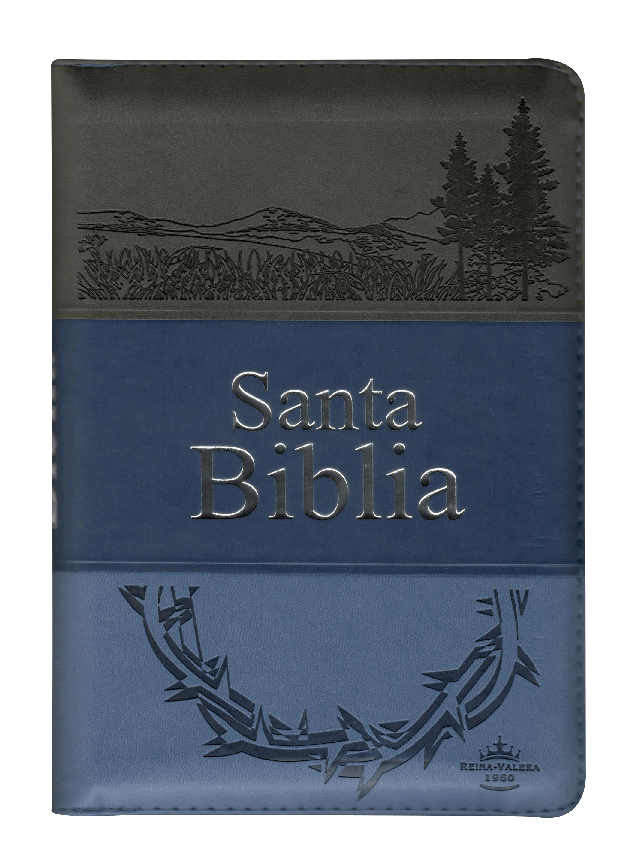 Biblia RVR60 Gris/Azul Marino con Cierre Indice - Librería Libros Cristianos - Biblia