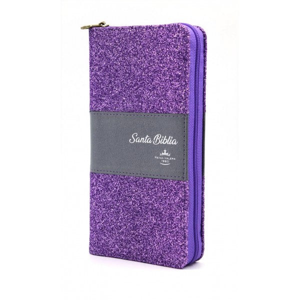 Biblia RVR60 Cartera c/Gliter Purpura - Librería Libros Cristianos - Biblia