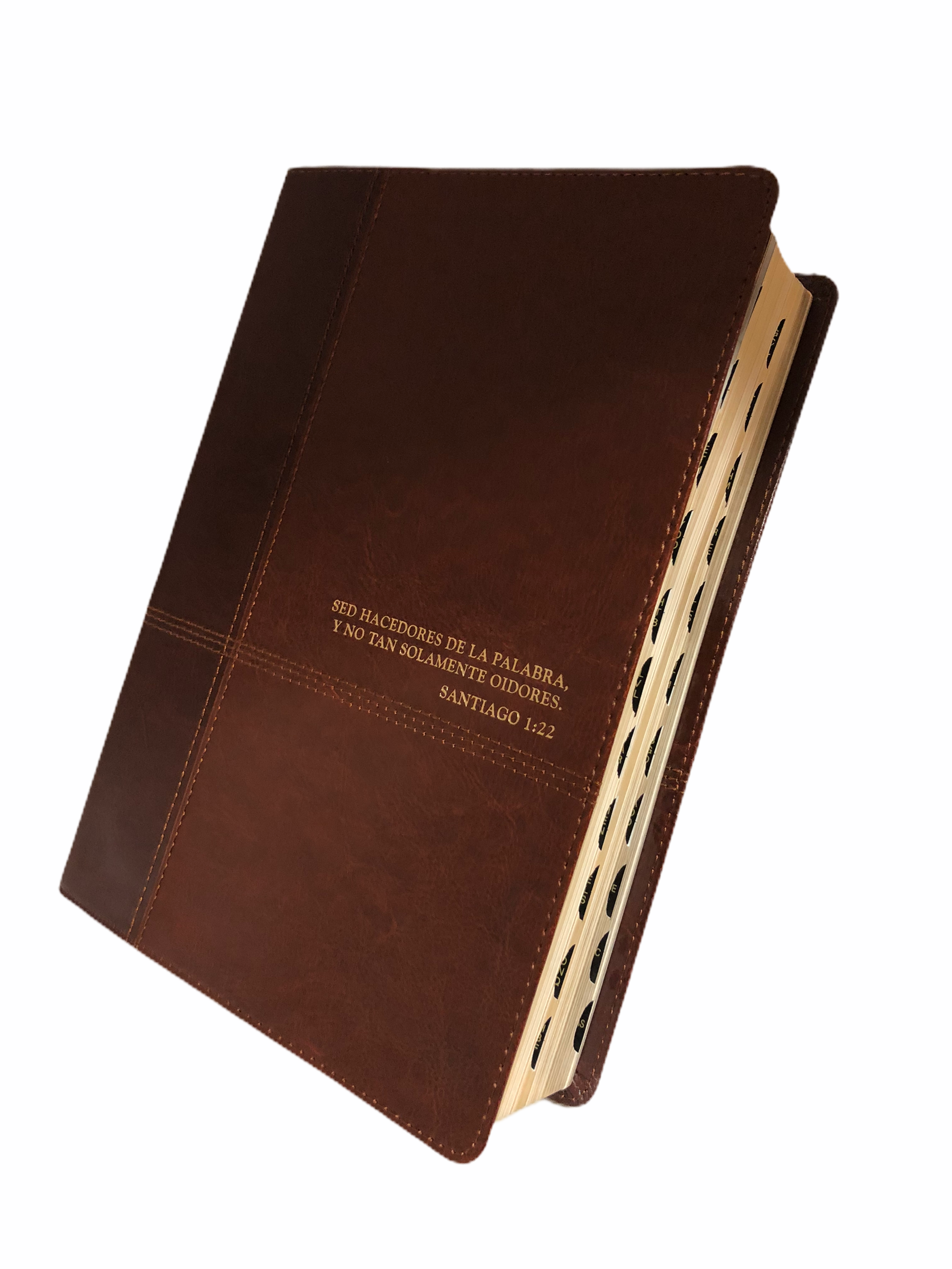 Biblia de estudio Diario Vivir Sentipiel café claro con indice RVR60 - Librería Libros Cristianos - Biblia