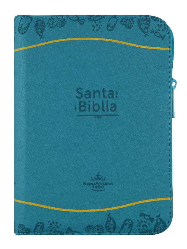 Biblia RVR60 chica azul amarillo ondas indice cierre - Librería Libros Cristianos - Biblia