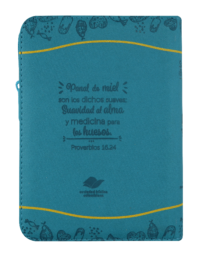Biblia RVR60 chica azul amarillo ondas indice cierre - Librería Libros Cristianos - Biblia