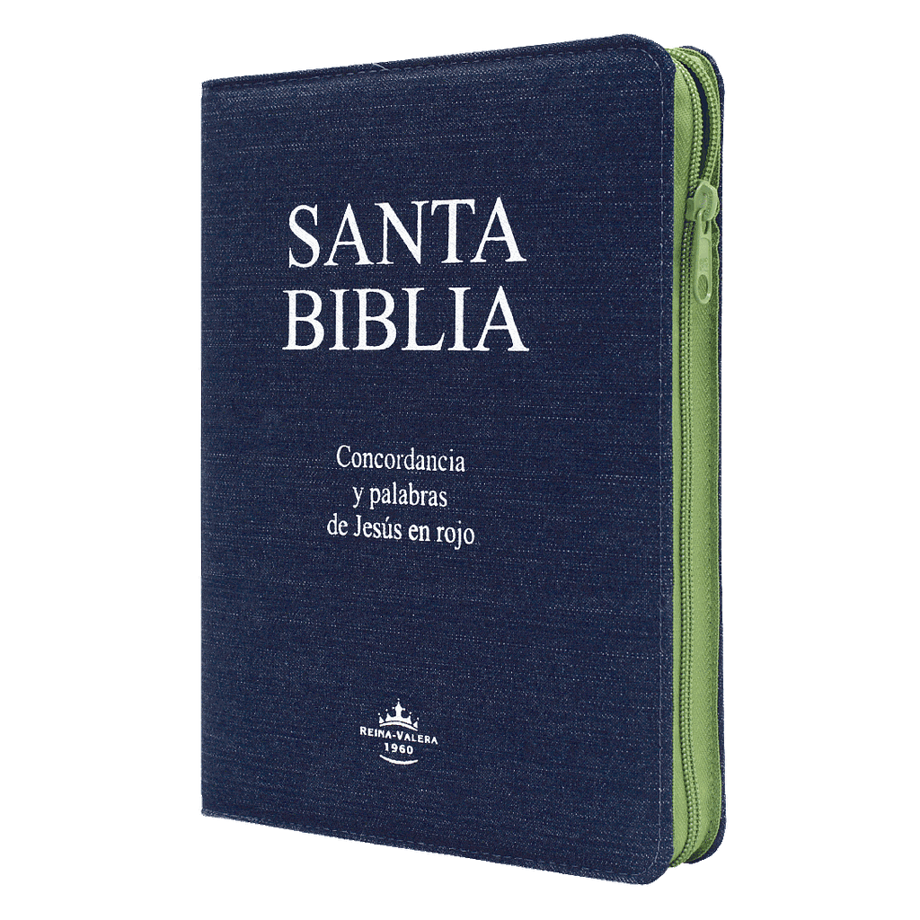 Biblia Letra gigante Mezclilla con cierre verde RVR60 - Librería Libros Cristianos - Biblia
