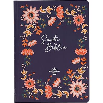 Biblia RVR60 Slim Morado Flores Tapa Dura
